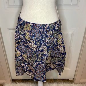 H&M Blue Floral Stretch Waist Skirt S